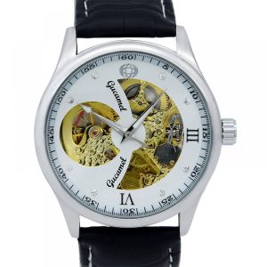 Men's fashion mechanical watch Hollow transparent bottom automatic mechanical watch white